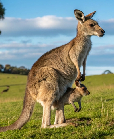 Kangourous et koalas dans leur habitat